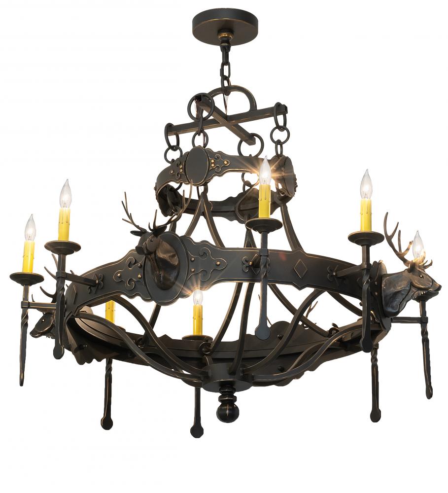 40&#34; Wide Stag 8 Light Chandelier