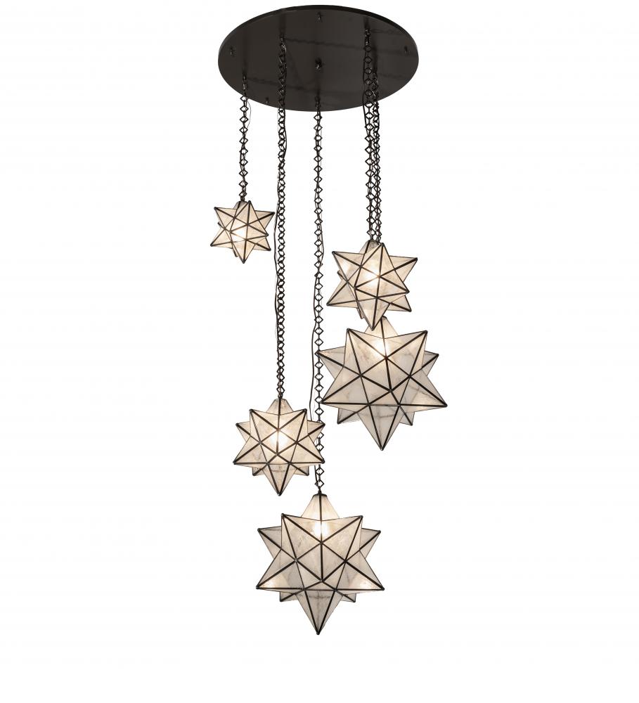 36&#34; Wide Moravian Star 5 Light Cascading Pendant