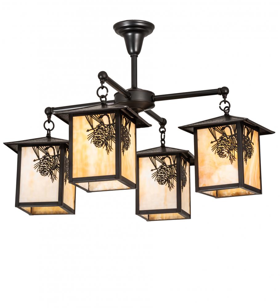 32&#34; Wide Seneca Winter Pine 4 Light Chandelier