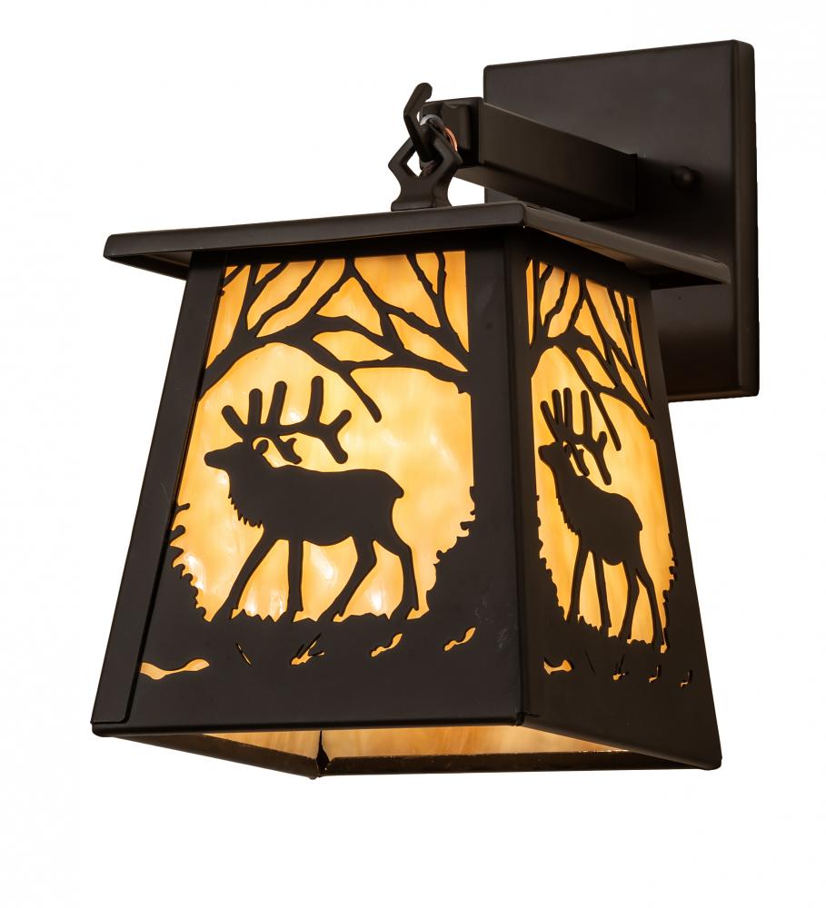 7&#34; Wide Elk at Dawn Hanging Wall Sconce