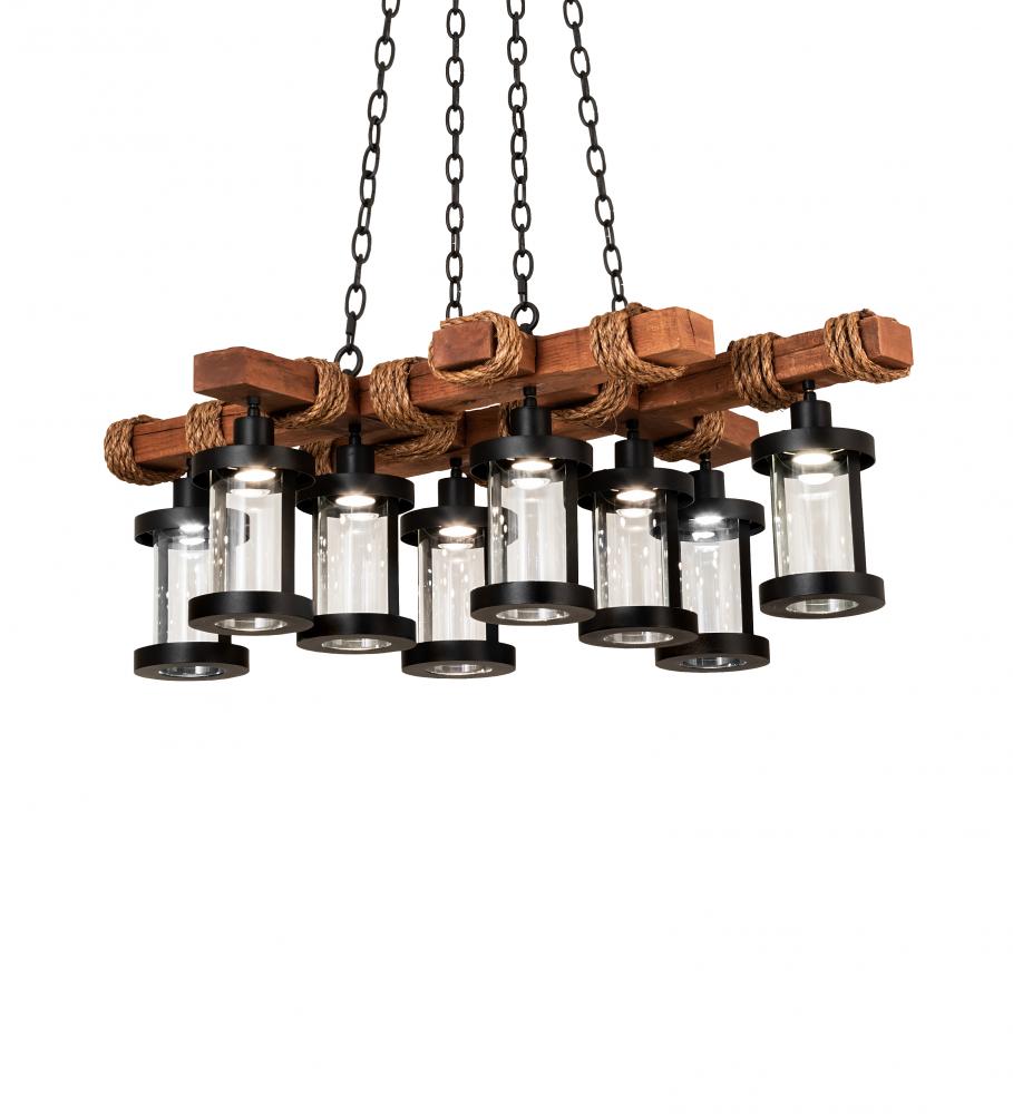 42&#34; Long Wood Beam 8 Light Chandelier