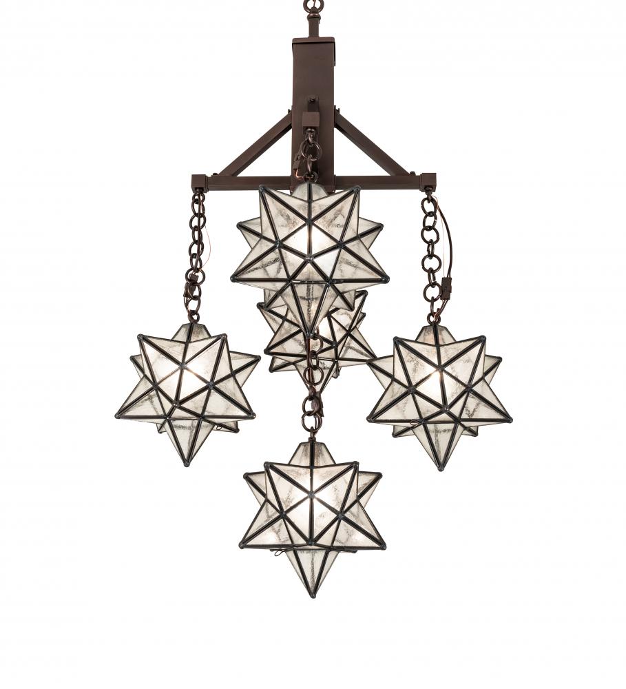 26&#34; Wide Moravian Star 5 Light Chandelier