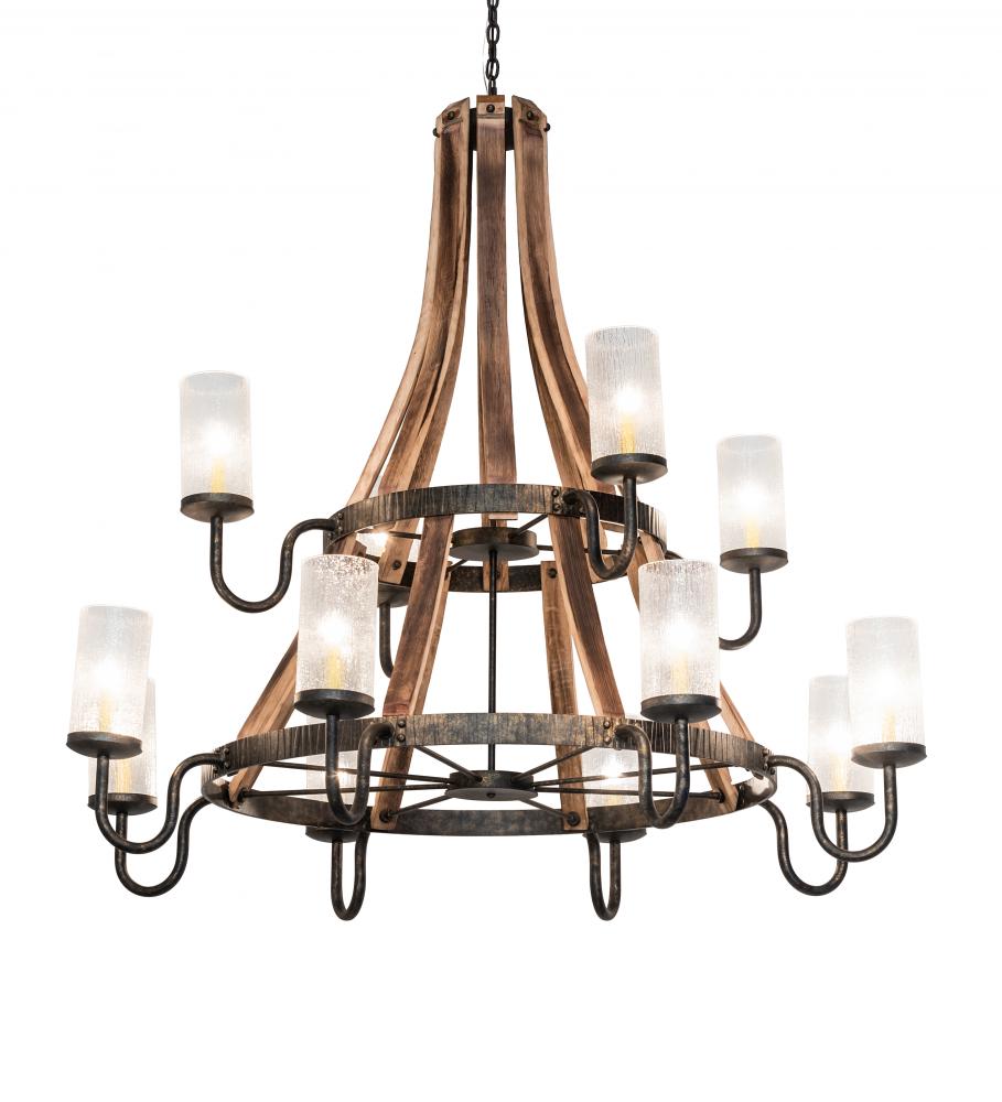 61&#34; Wide Barrel Stave 12 Light Chandelier