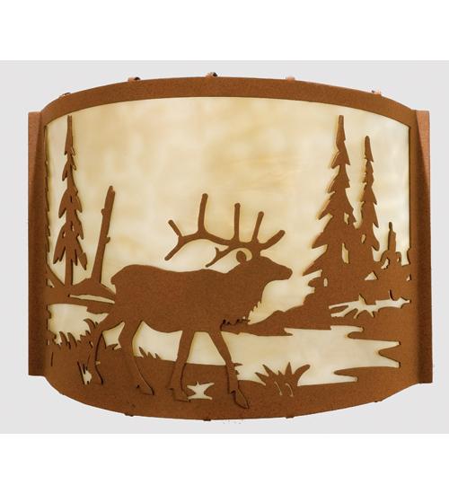 12&#34; Wide Elk at Lake Wall Sconce