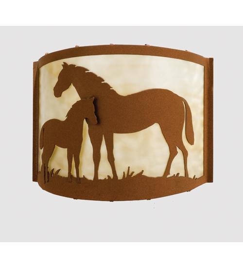 12&#34;W Mare & Foal Wall Sconce