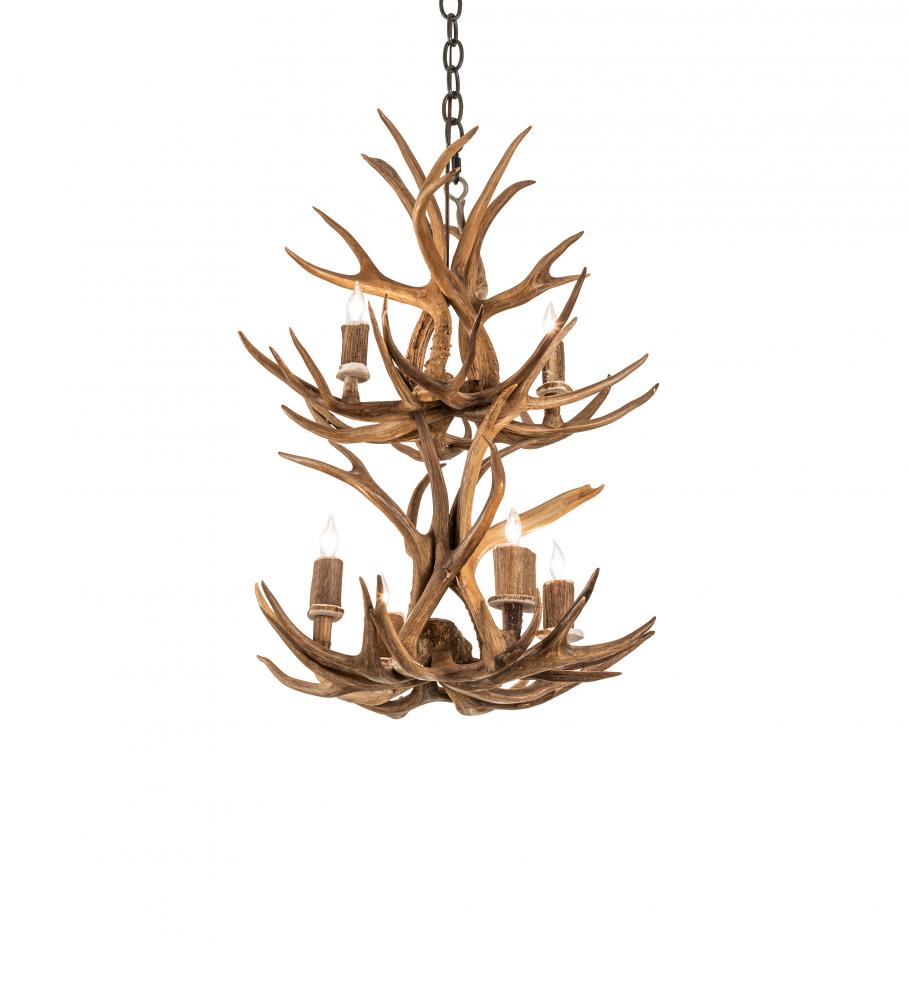 20&#34; Wide Antlers 6 Light Two Tier Chandelier