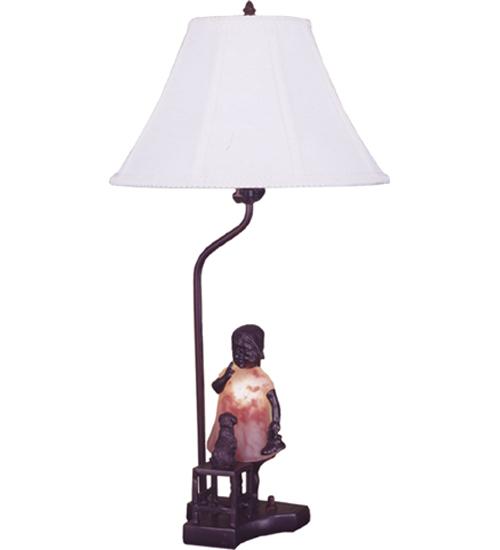 14.5&#34;H Silhouette Girl with Puppy Accent Lamp