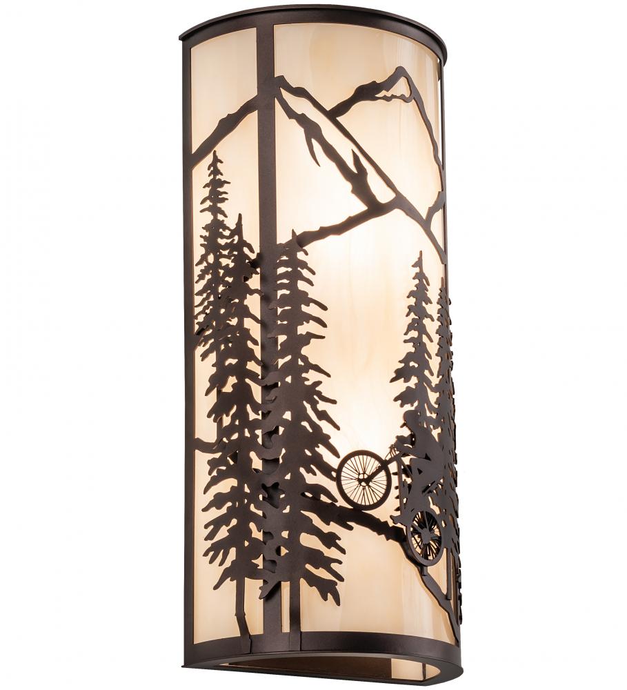 8&#34; Wide Tall Pines Mountain Biker Wall Sconce