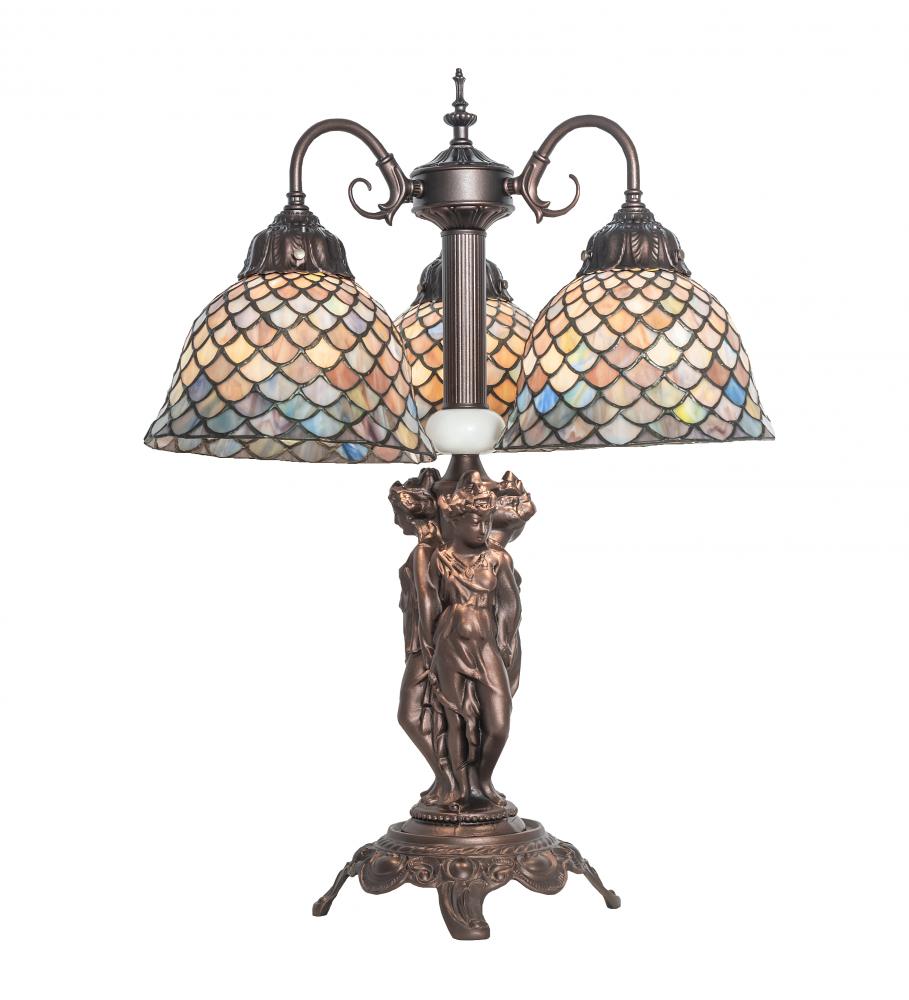 23&#34; High Tiffany Fishscale 3 Light Table Lamp