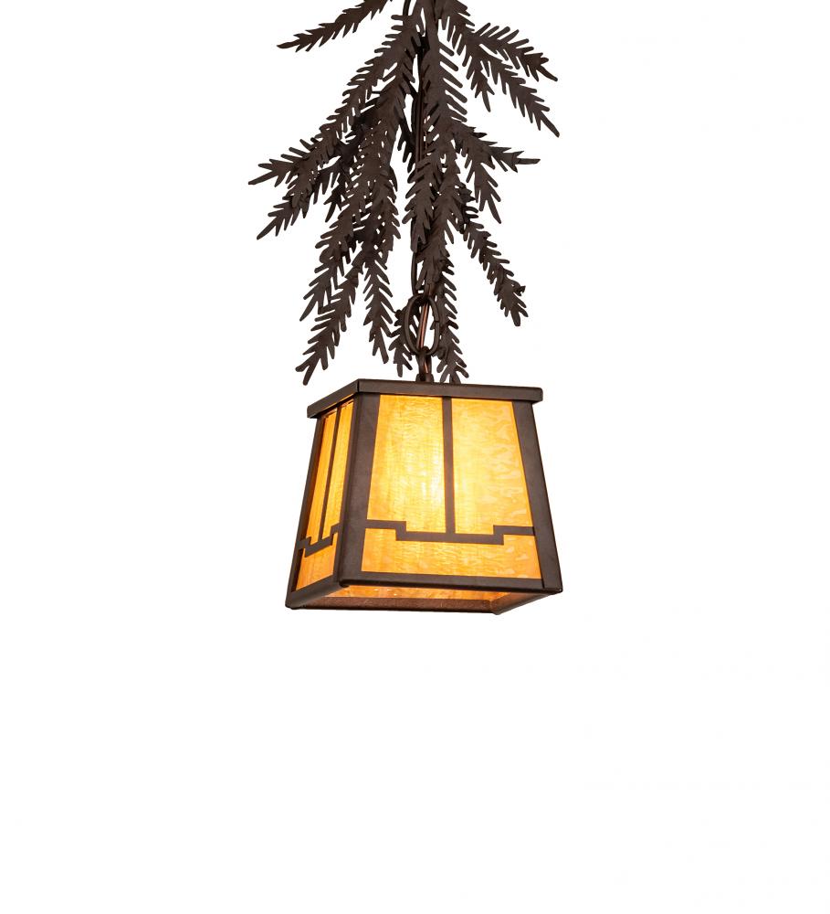 5.5&#34; Square Pine Branch Valley View Mini Pendant