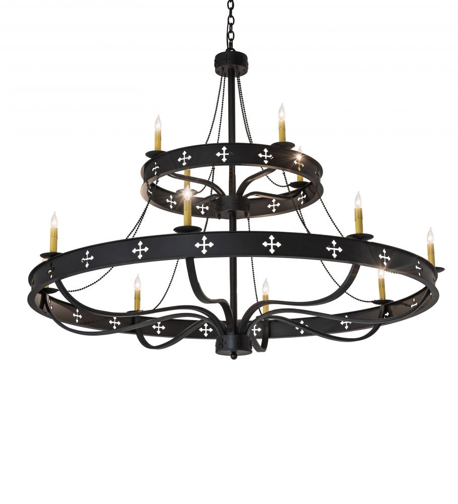 60&#34; Wide Byzantine 12 Light Two Tier Chandelier