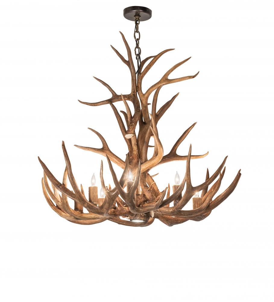 34&#34; Wide Antlers Elk & Mule Deer 8 Light Chandelier