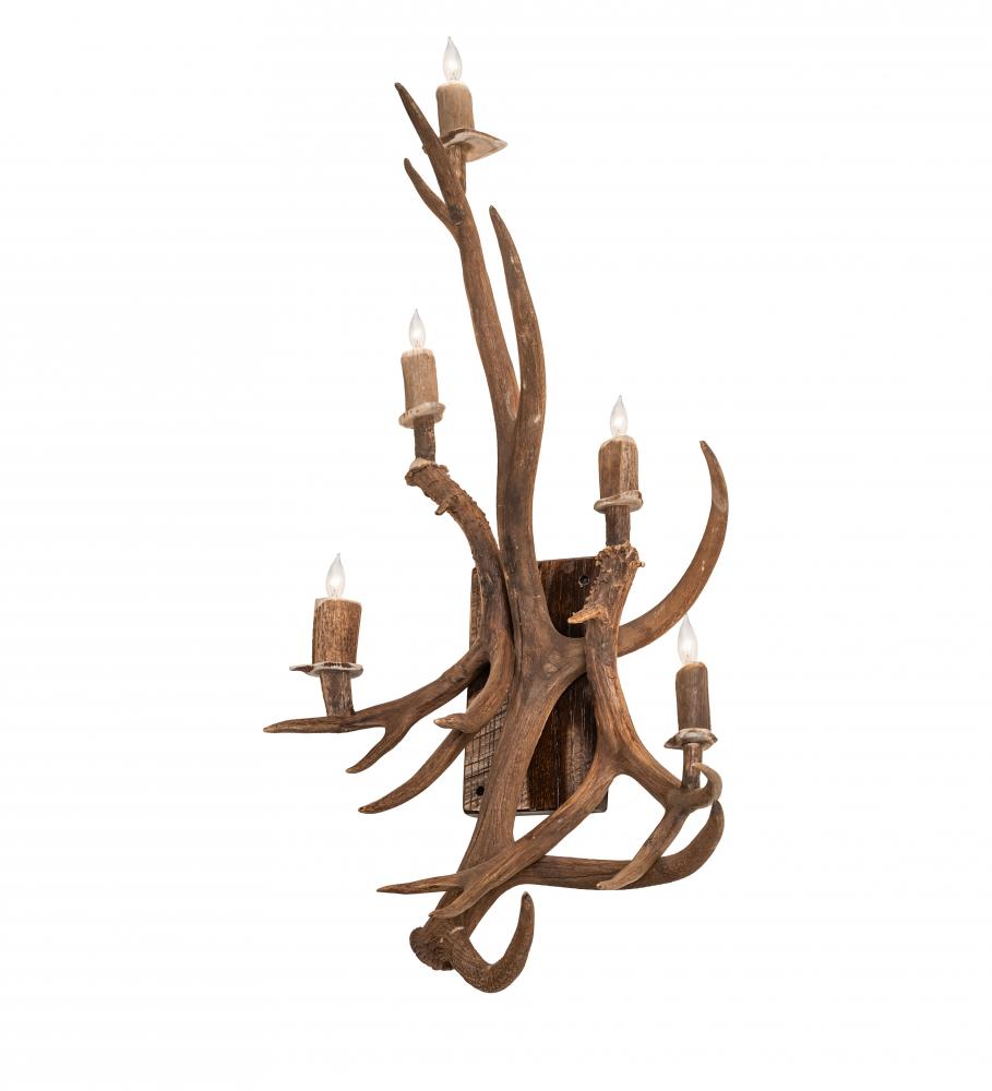 21&#34; Wide Antlers Elk & Mule Deer 5 Light Wall Sconce