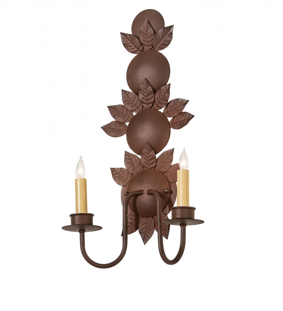 12&#34; Wide Tole Leaf 2 Light Wall Sconce