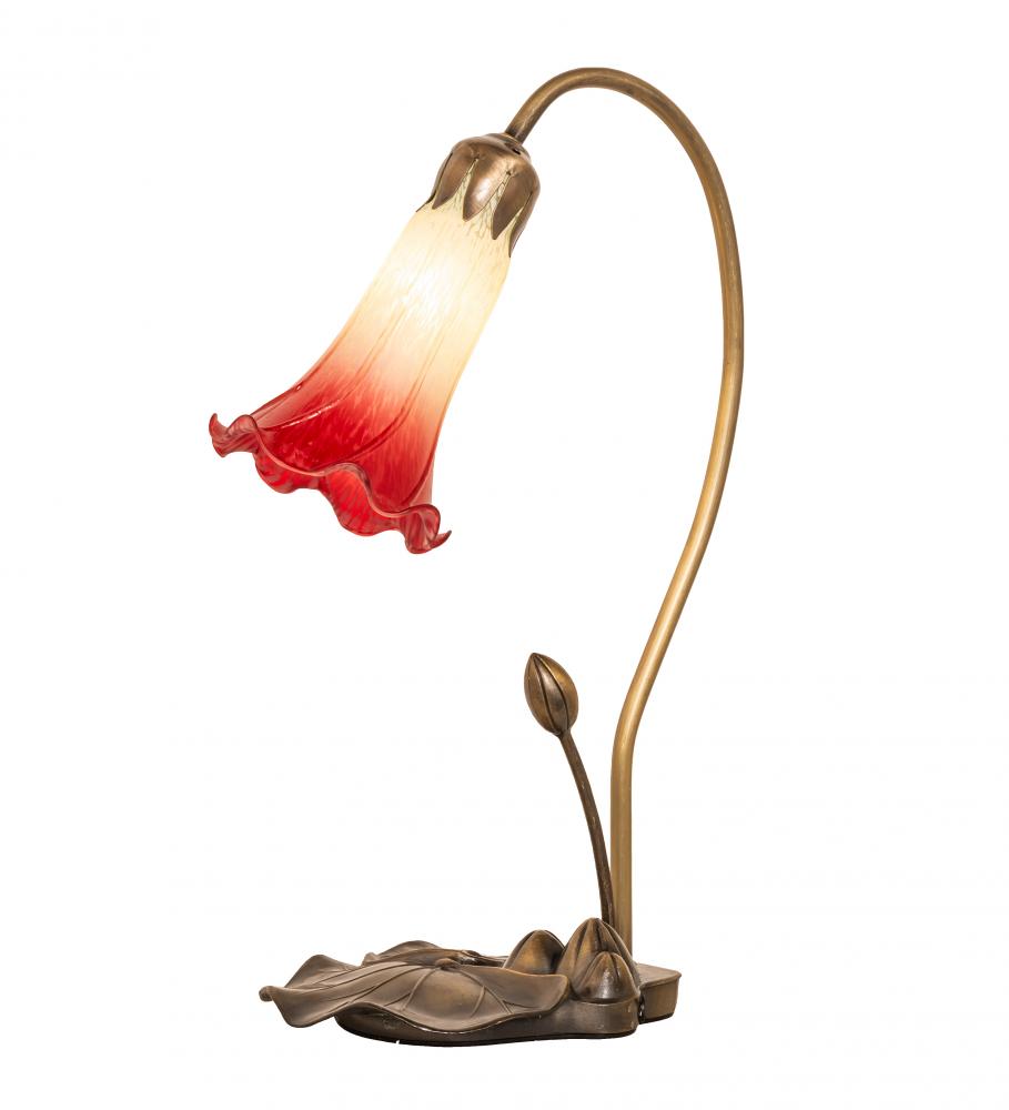 16&#34; High Seafoam/Cranberry Tiffany Pond Lily Accent Lamp