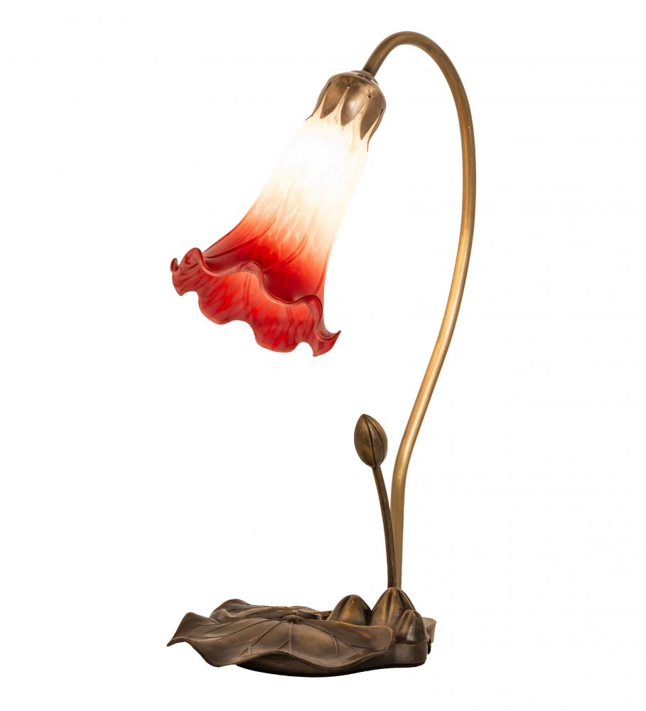 16&#34; High Red/White Tiffany Pond Lily Accent Lamp