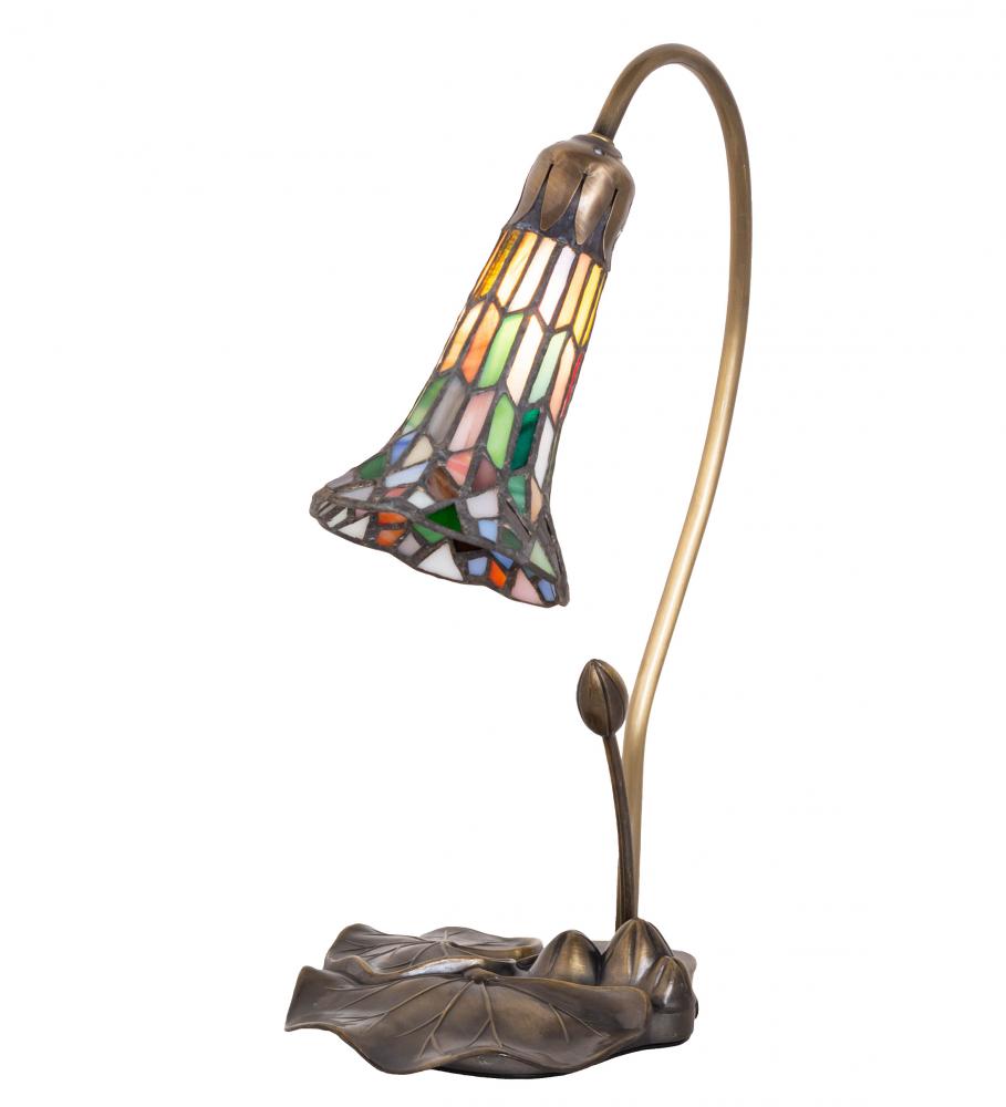 16&#34; High Stained Glass Pond Lily Accent Lamp