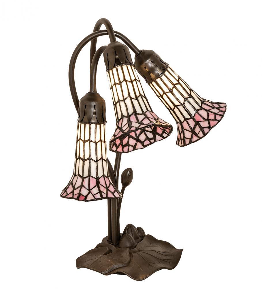 16&#34; High Stained Glass Pond Lily 3 Light Accent Lamp