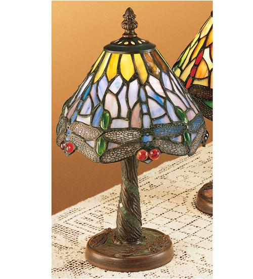 12&#34;H Tiffany Hanginghead Dragonfly W/Mosaic Base Mini Lamp