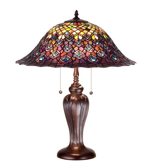 25&#34;H Tiffany Peacock Feather Table Lamp