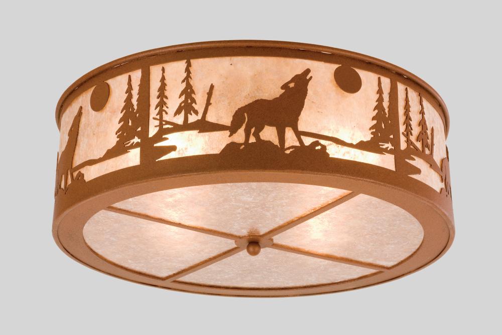 22&#34; Wide Wolf on the Loose Flush Mount