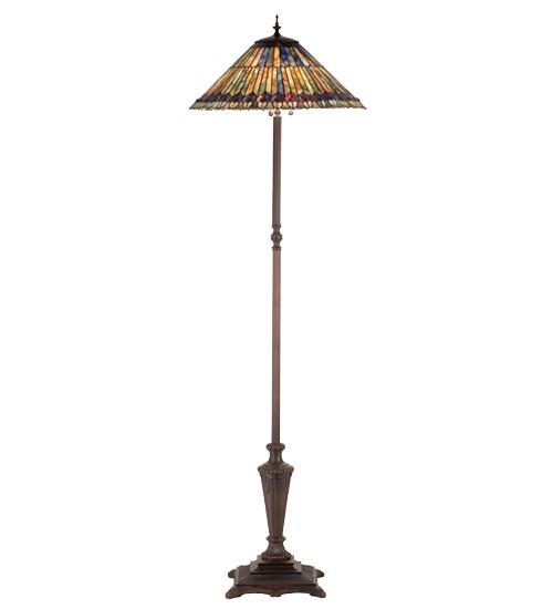 64&#34; High Tiffany Jeweled Peacock Floor Lamp