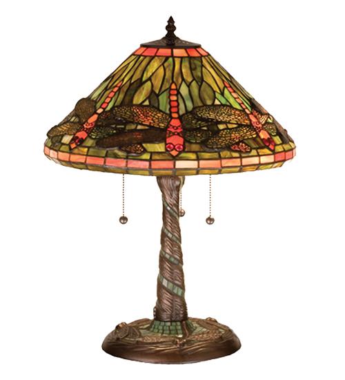 21&#34;H Tiffany Dragonfly w/ Twisted Fly Mosaic Base Table Lamp