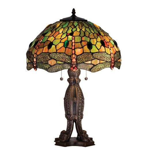 24.5&#34;H Tiffany Hanginghead Dragonfly Table Lamp