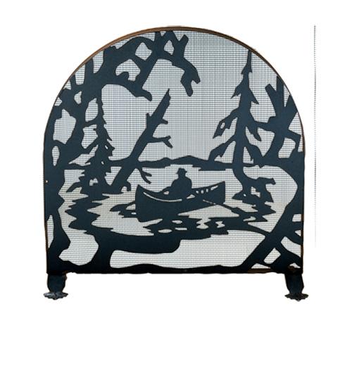 30&#34;W X 30&#34;H Canoe At Lake Arched Fireplace Screen