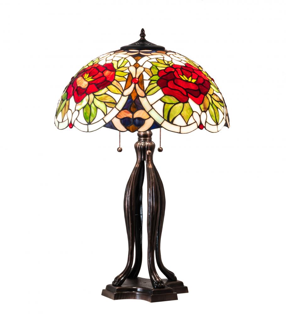 30&#34; High Renaissance Rose Table Lamp