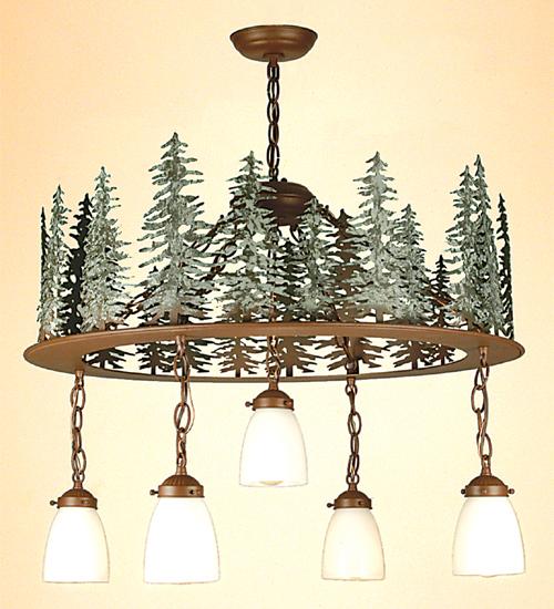 28&#34; Wide Tall Pines 5 Light Chandelier