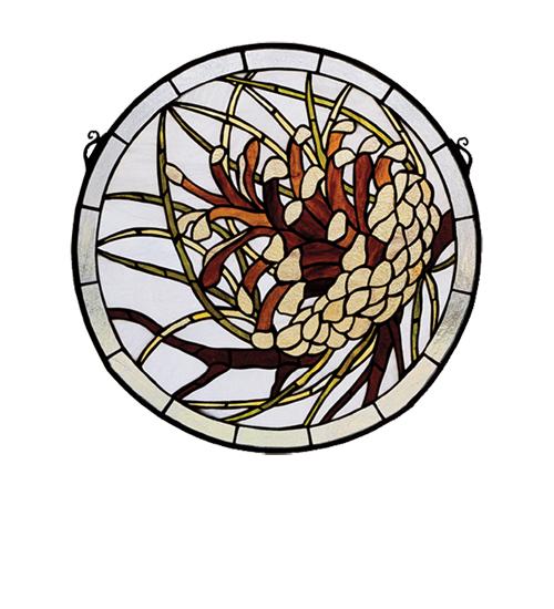 17&#34; Wide X 17&#34; High Pinecone Stained Glass Window