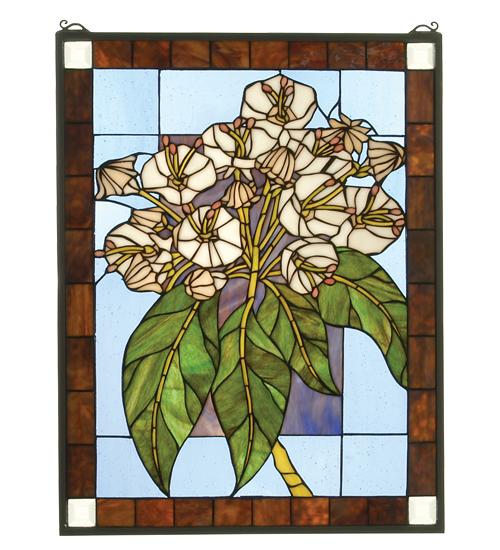 20&#34;W X 26&#34;H Revival Mountain Laurel Stained Glass Window