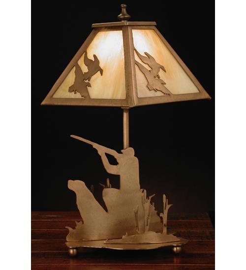 15.5&#34;H Duck Hunter W/Dog Accent Lamp