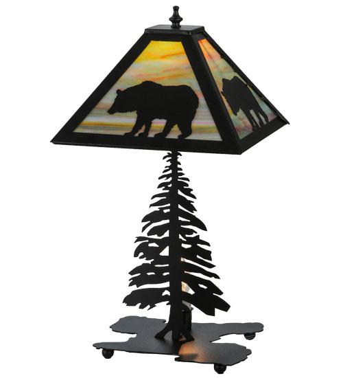 21.5&#34; High Lone Bear W/Lighted Base Table Lamp