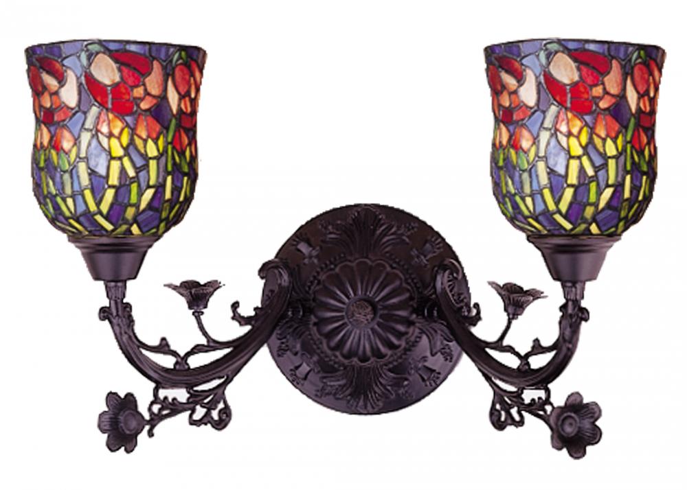 19&#34;W Red Rosebud 2 LT Wall Sconce