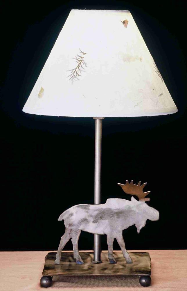 15&#34;H Pressed Foliage Lone Moose Accent Lamp