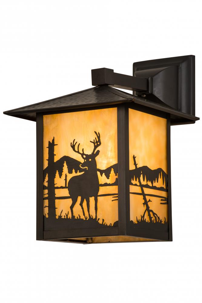 9&#34;Sq Seneca Deer at Lake Solid Mount Wall Sconce