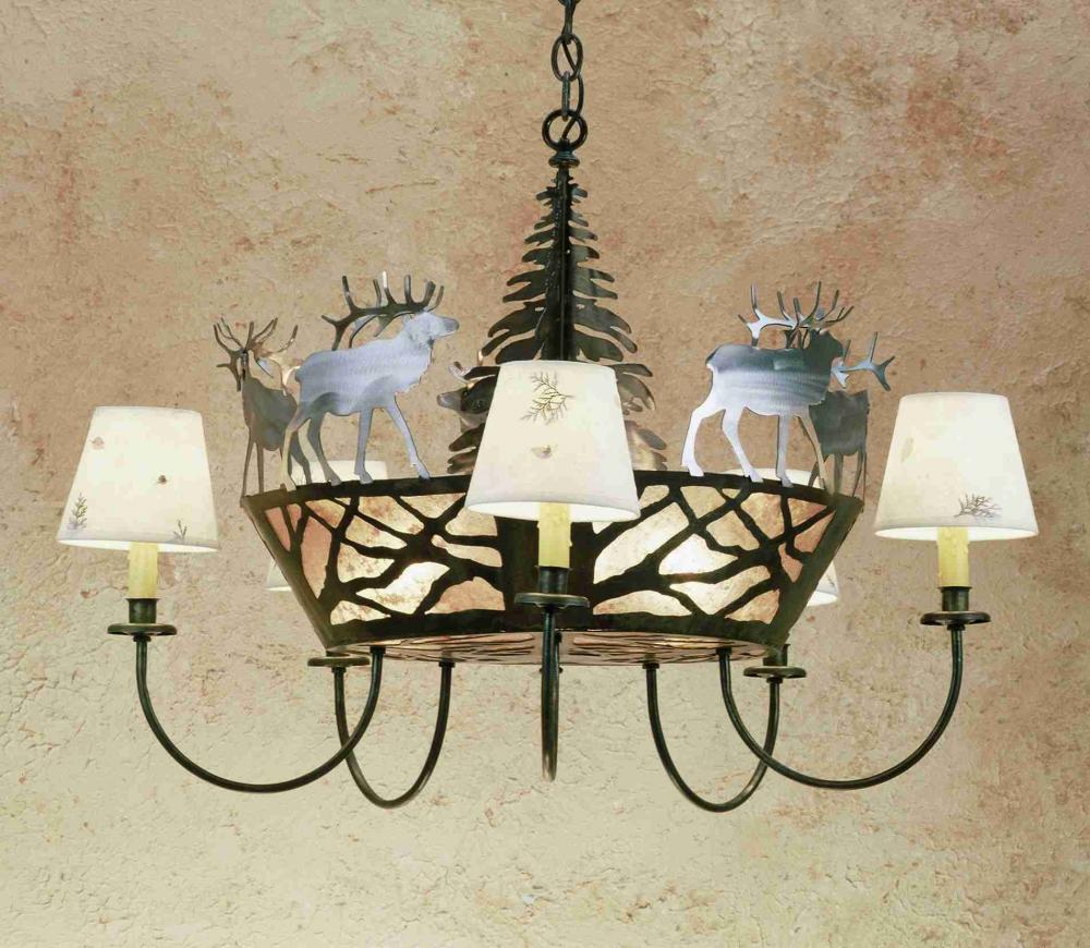 36&#34;W Elk on the Loose 5 LT Chandelier