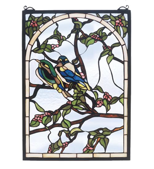 14&#34;W X 20&#34;H Lovebirds Stained Glass Window