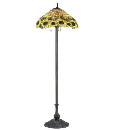 63&#34;H Wicker Sunflower Floor Lamp