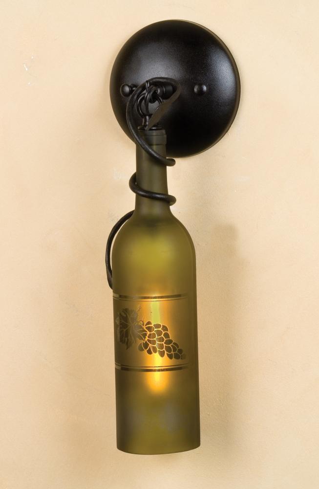 5&#34;W Tuscan Vineyard Etched Grapes Wine Bottle Wall Sconce