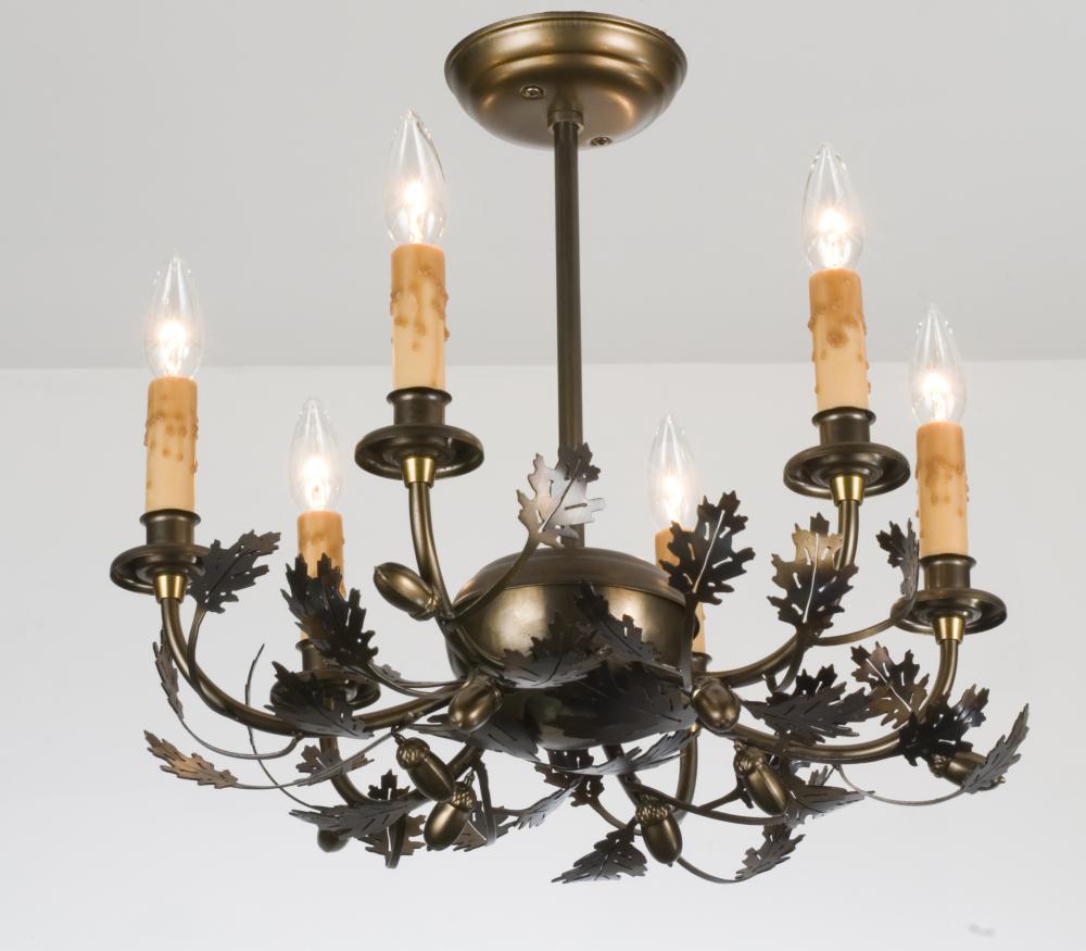 19&#34; Wide Oak Leaf & Acorn 6 LT Mini Chandelier