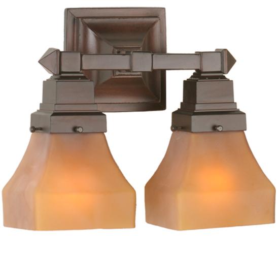 13&#34;W Bungalow Frosted Amber 2 LT Wall Sconce