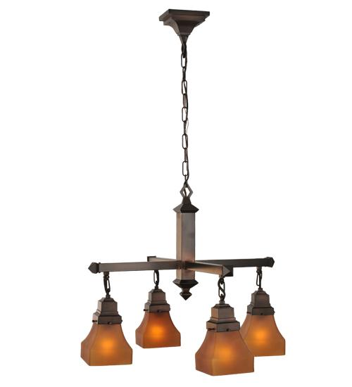 26&#34;W Bungalow Frosted Amber 4 LT Chandelier