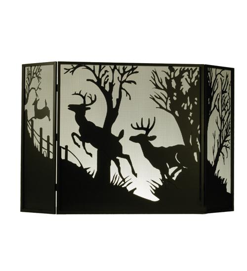 62&#34;W X 40&#34;H Deer on the Loose Fireplace Screen