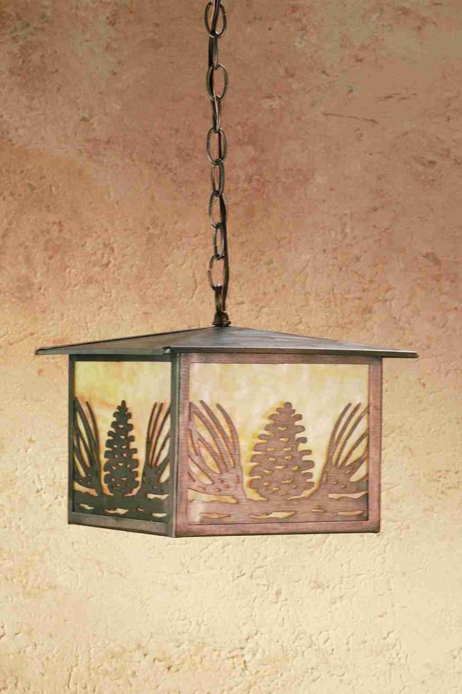 12&#34; Square Mountain Pine Lantern Pendant