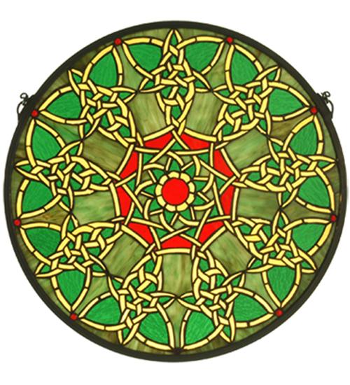 20&#34;W X 20&#34;H Knotwork Trance Medallion Stained Glass Window