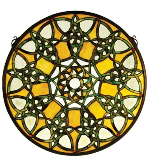 20&#34;W X 20&#34;H Knotwork Trance Medallion Stained Glass Window