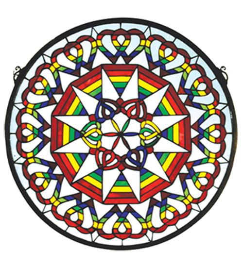 20&#34;W X 20&#34;H Rainbow Expression Medallion Stained Glass Window